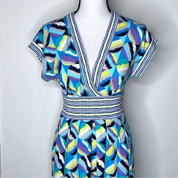 BCBGMAZARIA Cyan combo geometric knit dress - Picture 2 of 10